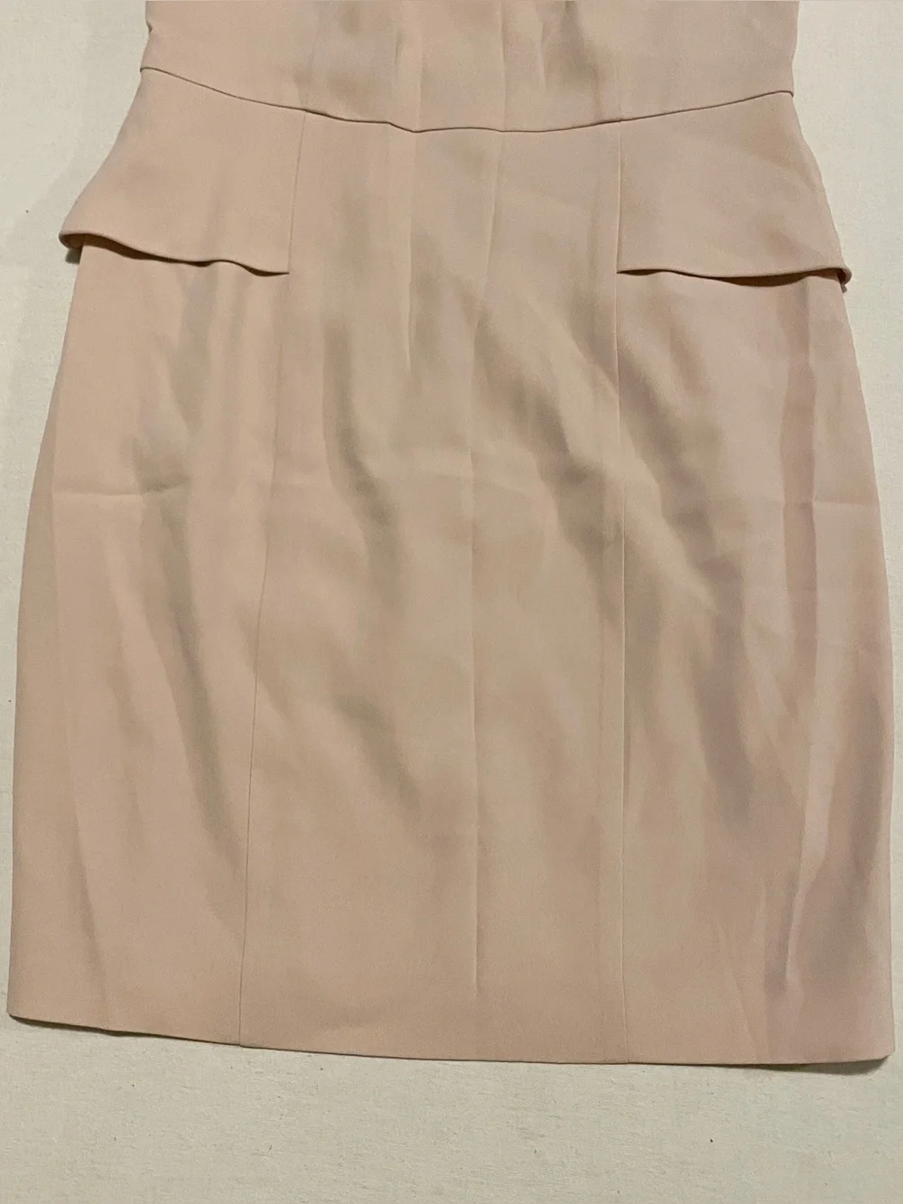 Bebe Nude Peplum Sheath Dress Cap Sleeve - Size 6 - Picture 3 of 16
